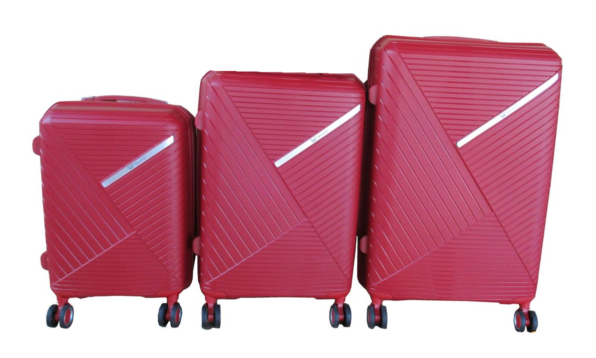 SMTE - Unbreakable HardShell PP Luggage Set with TSA Lock, RedSet of 3