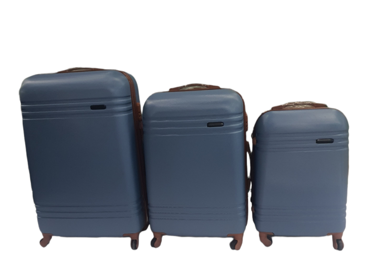 SMTE - Acesa - Quality 3 Piece Lightweight Exo Travel Luggage Suitcase Set - Blue