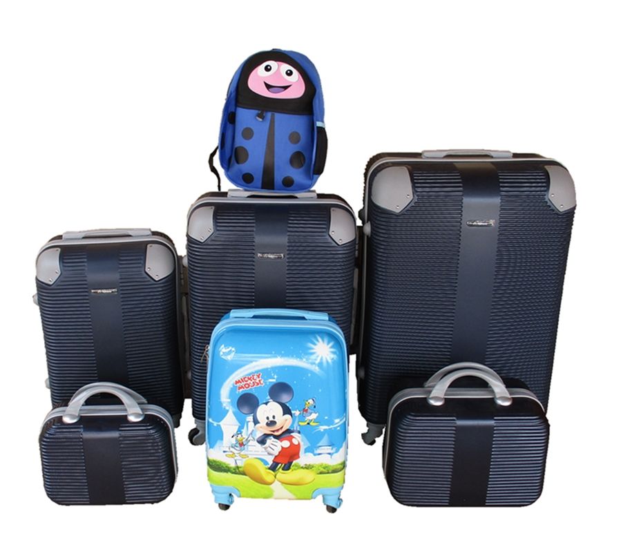 SMTE - Family Travel Luggage Set 5PieceMickey Kids Case and Blue Ladybug Bag