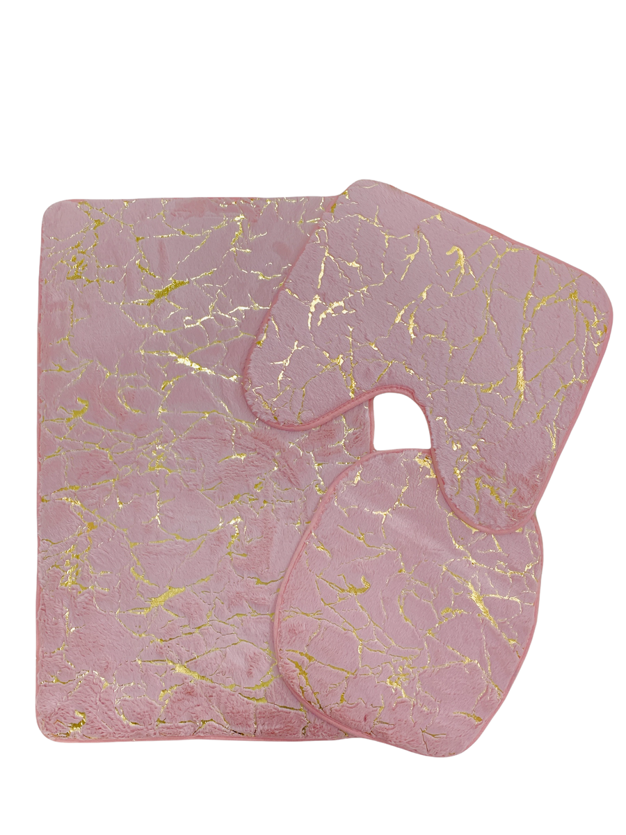 SMTE - Stunning 3 Piece Anti-Slip Soft Foam Bathroom Set - Baby PInk