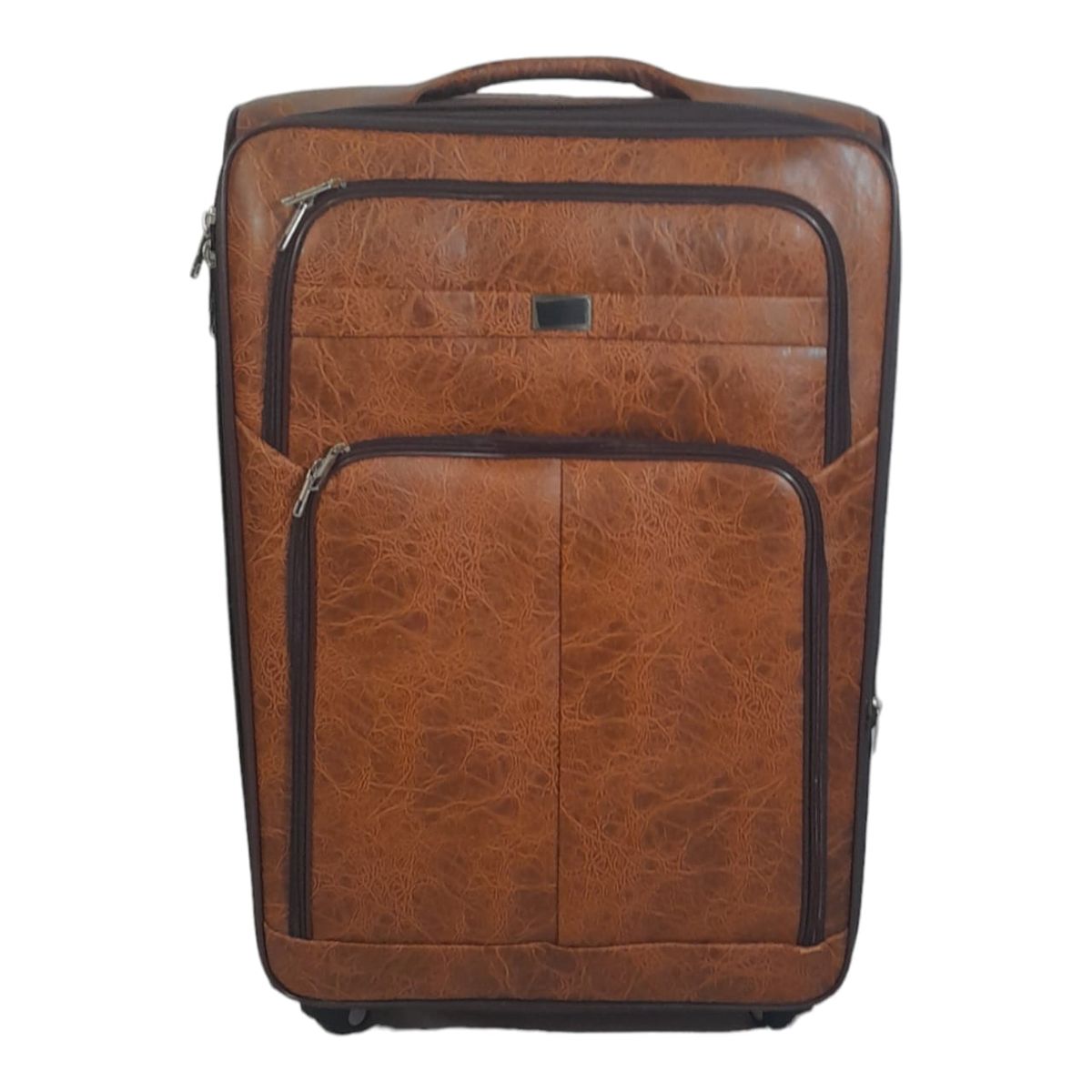SMTE - Stylish Luggage Bag 1PC PU Leather Travel SuitcaseLight Brown65 cm