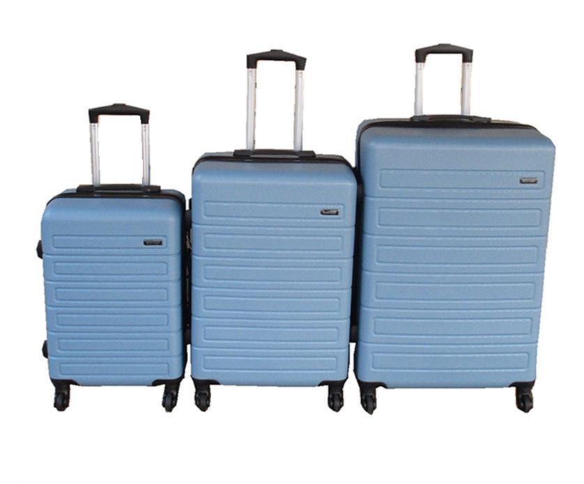 SMTE - Light Blue ABS Luggage Set 3 Piece Hard Shell with Telescopic Handle