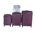 SMTE - Purple 3Piece ABS Trolley Luggage Set with Silver Lady Tote Bag