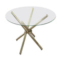 SMTE - Modern and Stylish 4 Seater 80cm Round Glass Table with Gold Legs