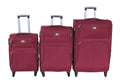 SMTE - Burgundy Maroon Fabric Luggage Set3Piece, 360 Spinner Wheels & Lock