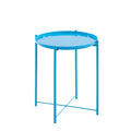 SMTE - 1 Tier Colourful Metal Round Side Table/Tray Table/Coffee Table - Blue