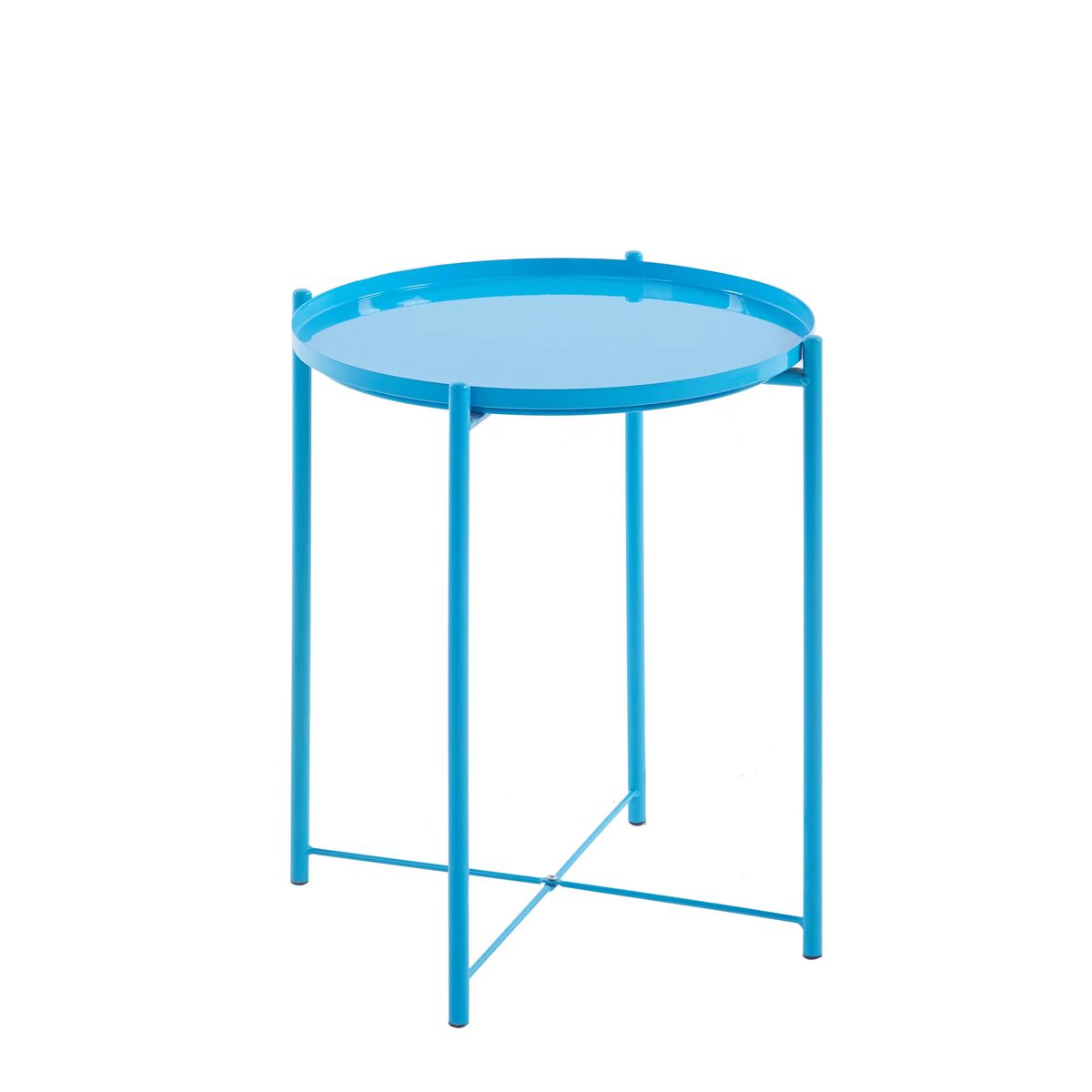 SMTE - 1 Tier Colourful Metal Round Side Table/Tray Table/Coffee Table - Blue
