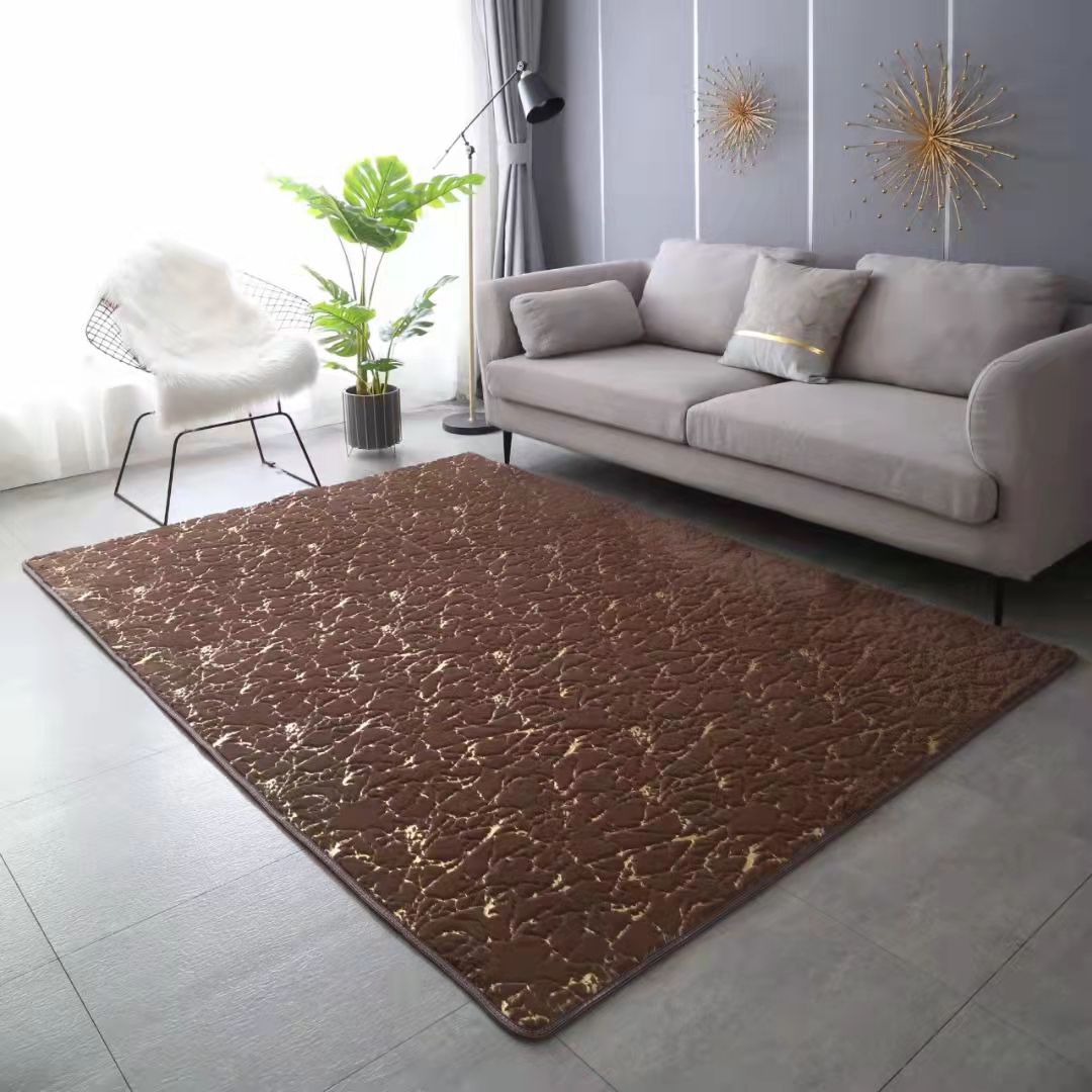 SMTE - Soft Metallic Marble Pattern Design 160x200cm Carpet - Brown