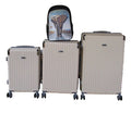 SMTE - Cream 3Piece ABS Spinner Luggage Set + Elephant Print Travel Backpack