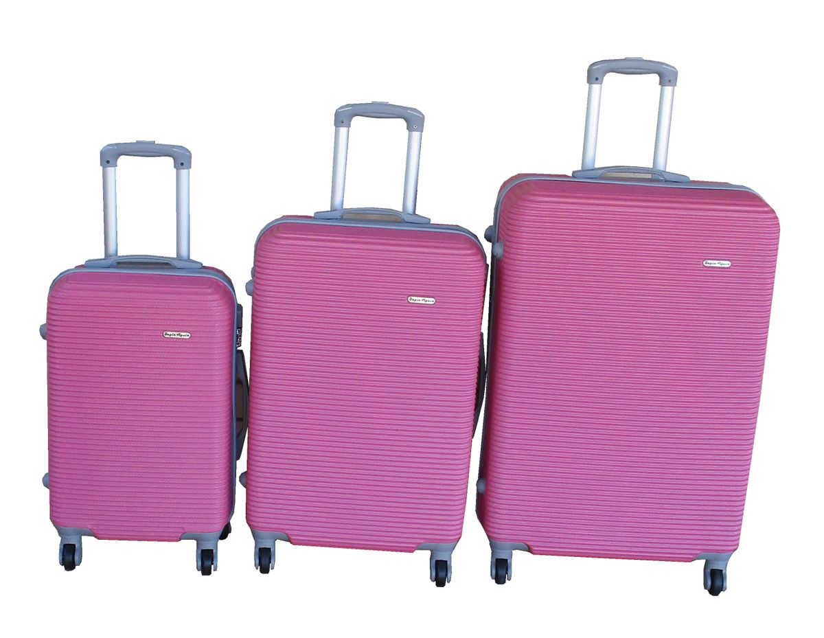 SMTE - Peach Pink ABS Luggage Set3Piece Hard Shell Suitcases with Locks