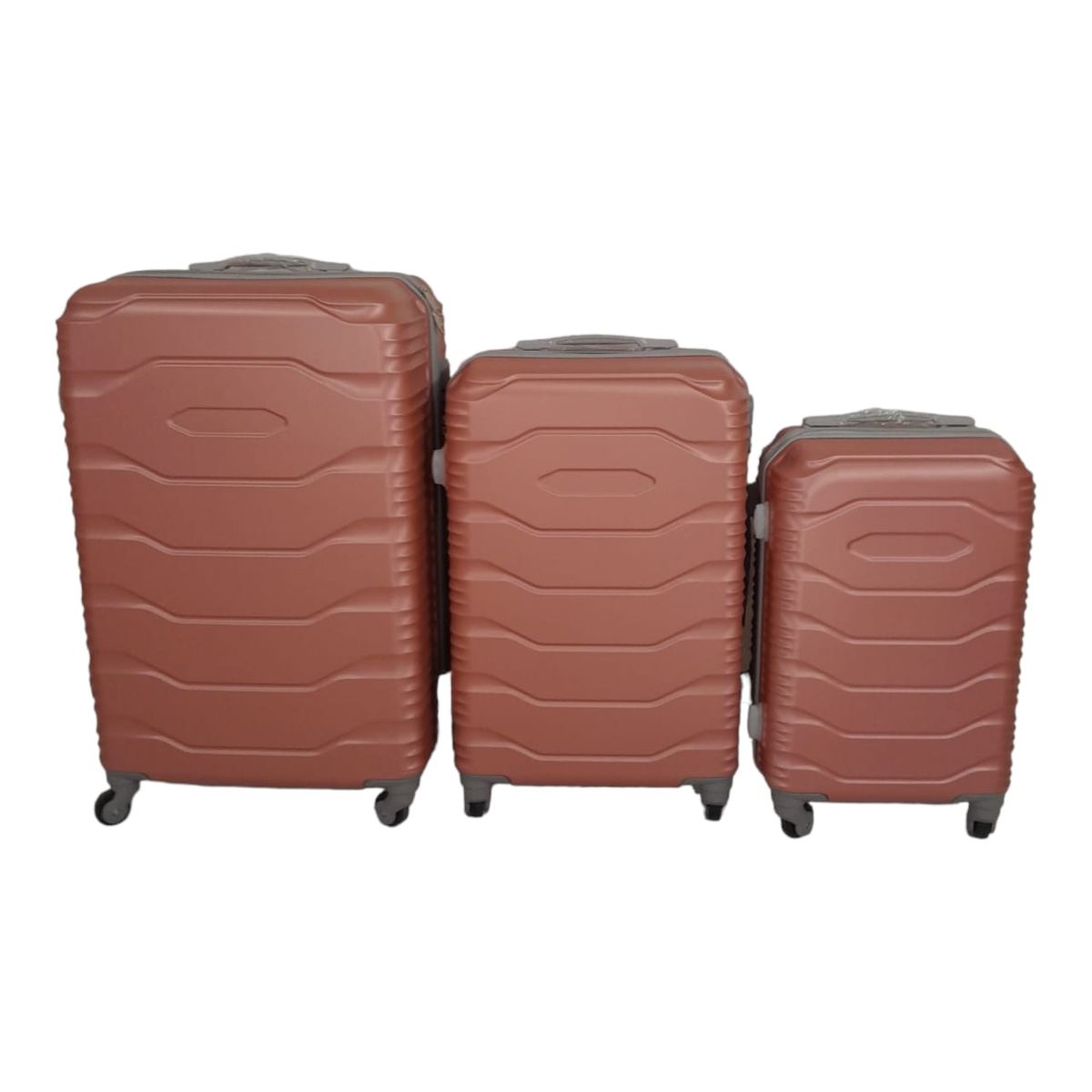 SMTE - 3 Piece ABS Trolley Luggage Bag Set - V1-F18 - Pink