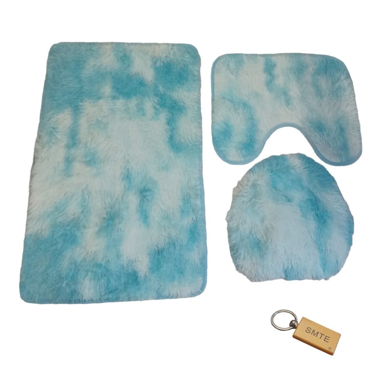 SMTE - Sumptuous Comfort: Plush and Fluffy Toilet Seat Cover+ KeyringBlue Mix