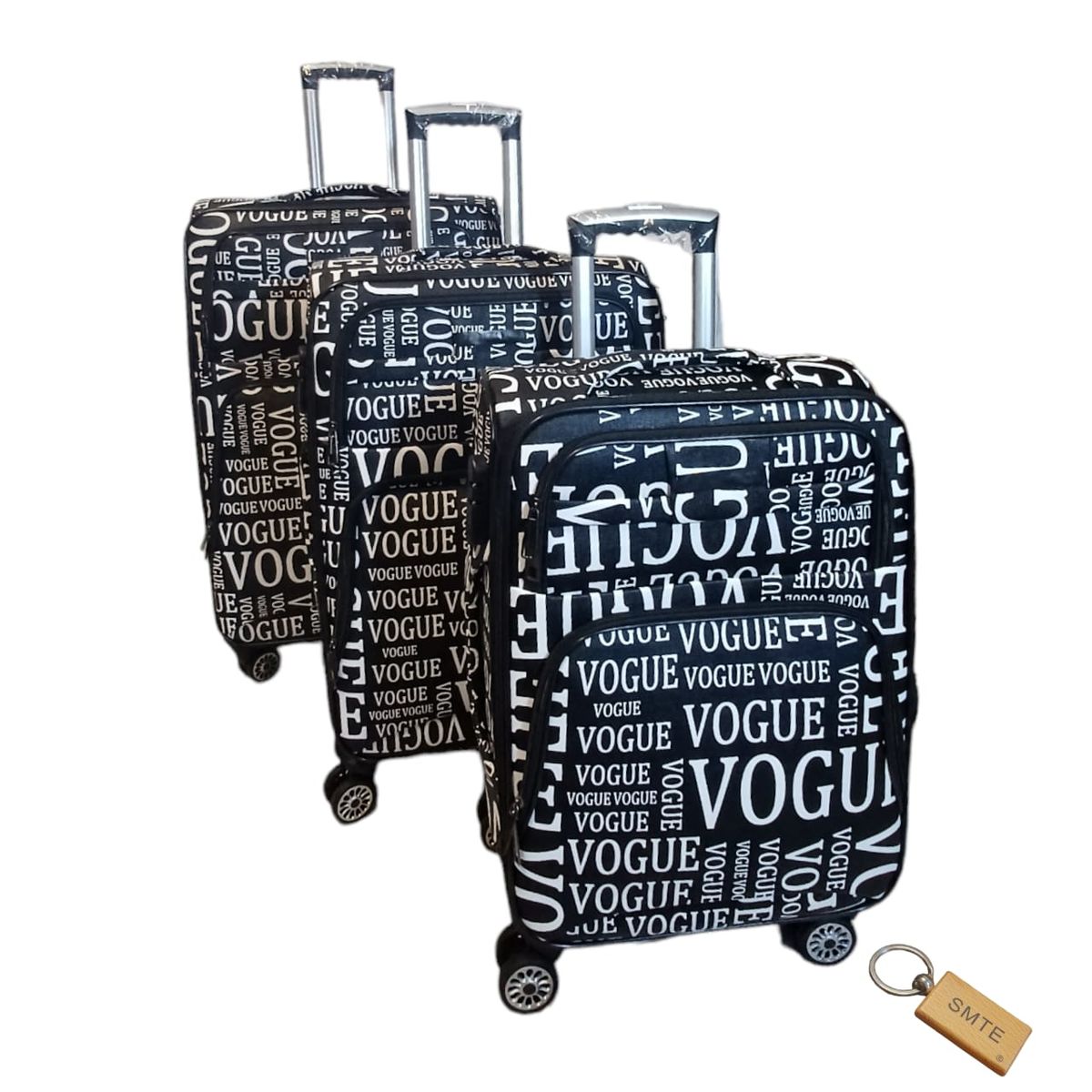 SMTE - Leather 3Piece Suitcase Set: Elevate Your Travel in Style + Keyring