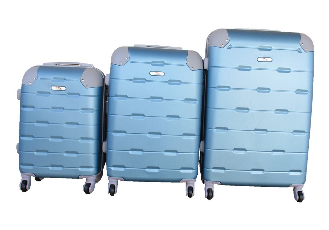 SMTE - ABS 3Piece HardShell Luggage Set with Spinner WheelsLight Blue