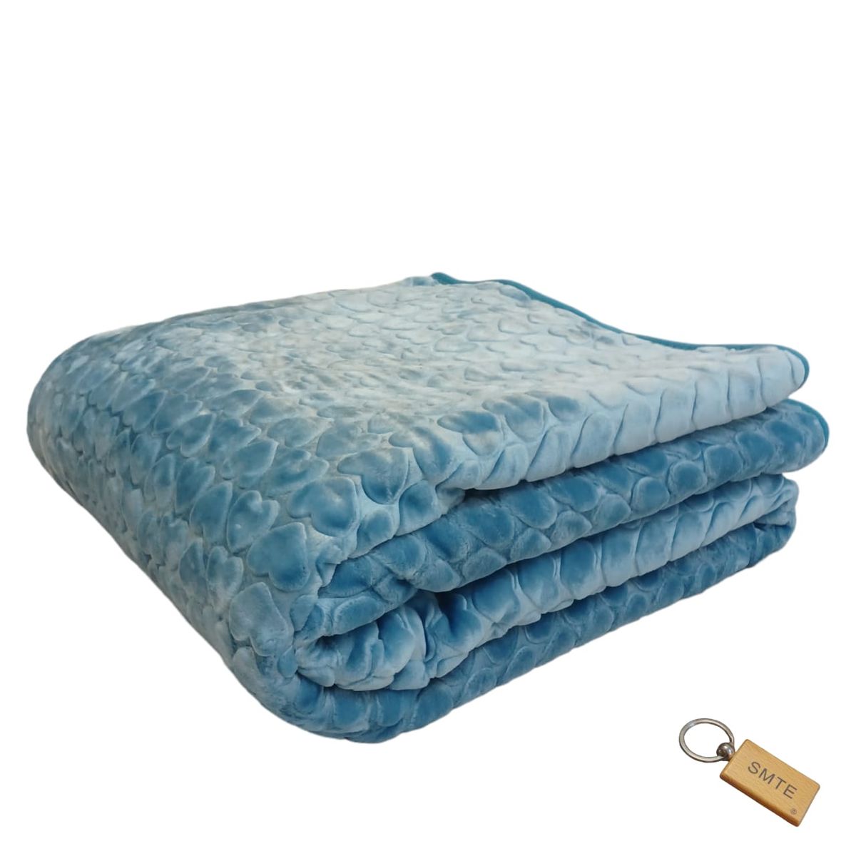 SMTE - Simple ComfortThe Plain 1 Ply Blanket and KeyringBlue