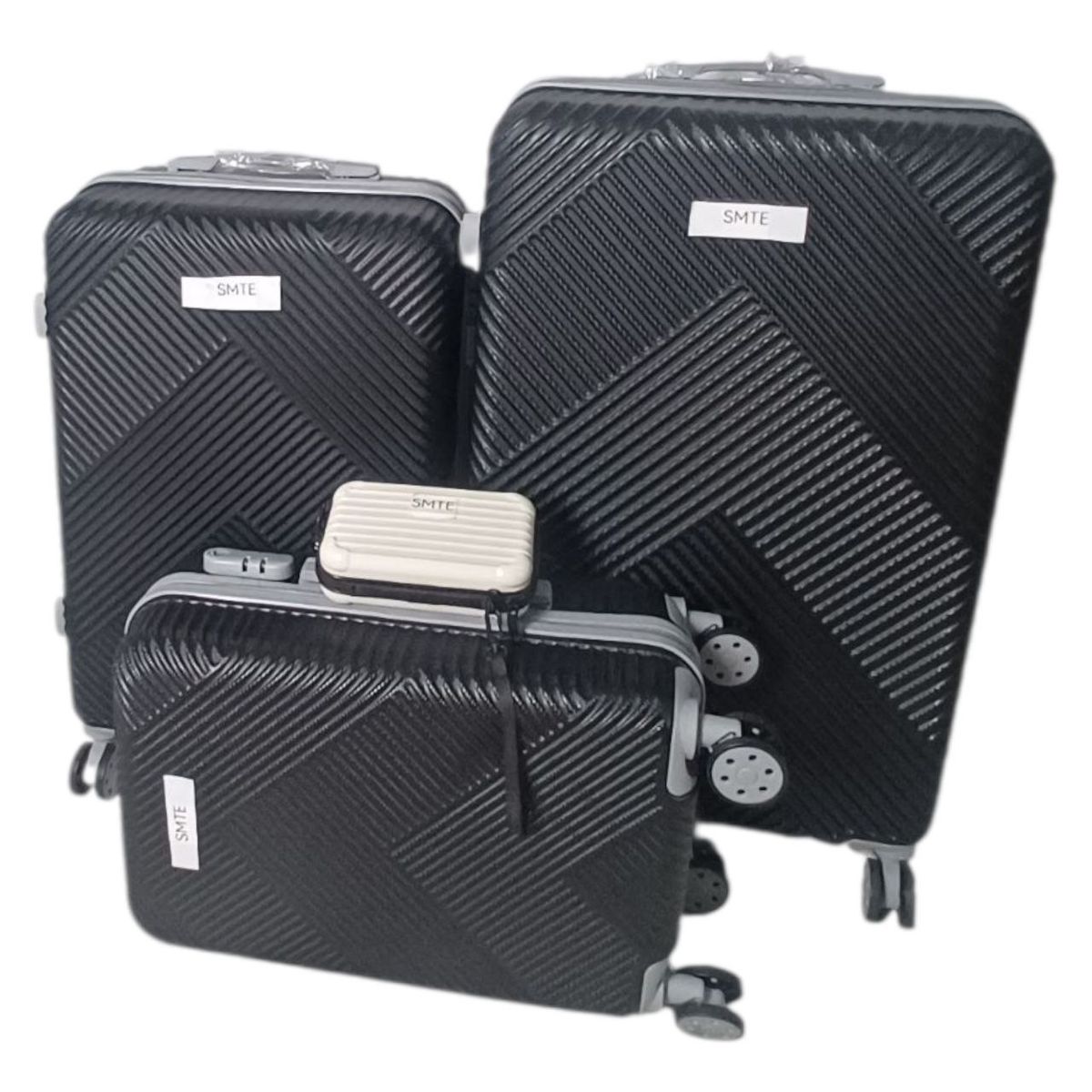 SMTE - 4Piece Textured Hard Shell Trolley Luggage Set