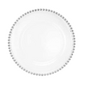SMTE - Elegant Silver Rimmed Wedding UnderPlates - 12 Piece - 13"
