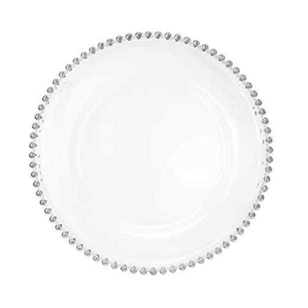 SMTE - Elegant Silver Rimmed Wedding UnderPlates - 12 Piece - 13"