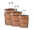 SMTE - Brown PU Leather 3Piece Luggage SetSpinner Wheels, Secure Lock, Stylish