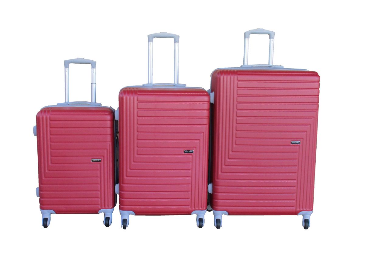 SMTE - ABS Plastic HardShell Suitcase Luggage SetBright Red3 Piece