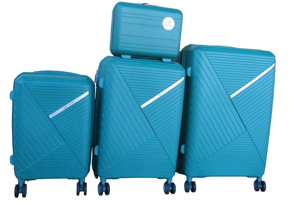 SMTE - Unbreakable Travel Luggage 4 Piece Suitcases Spinner - Coral Blue