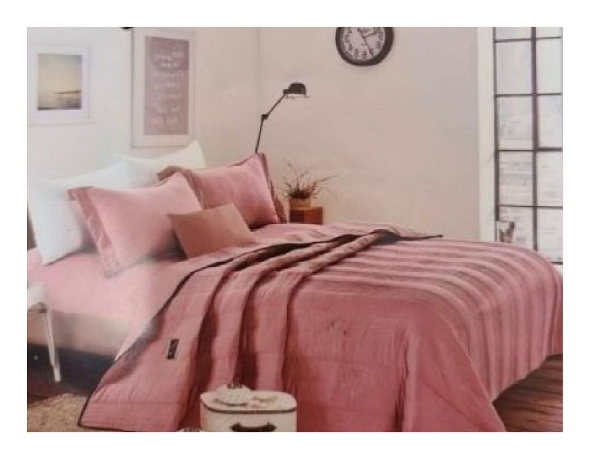 SMTE - Polyester 4 Piece King Size Pre-washed Quilt Set Material Bedspread