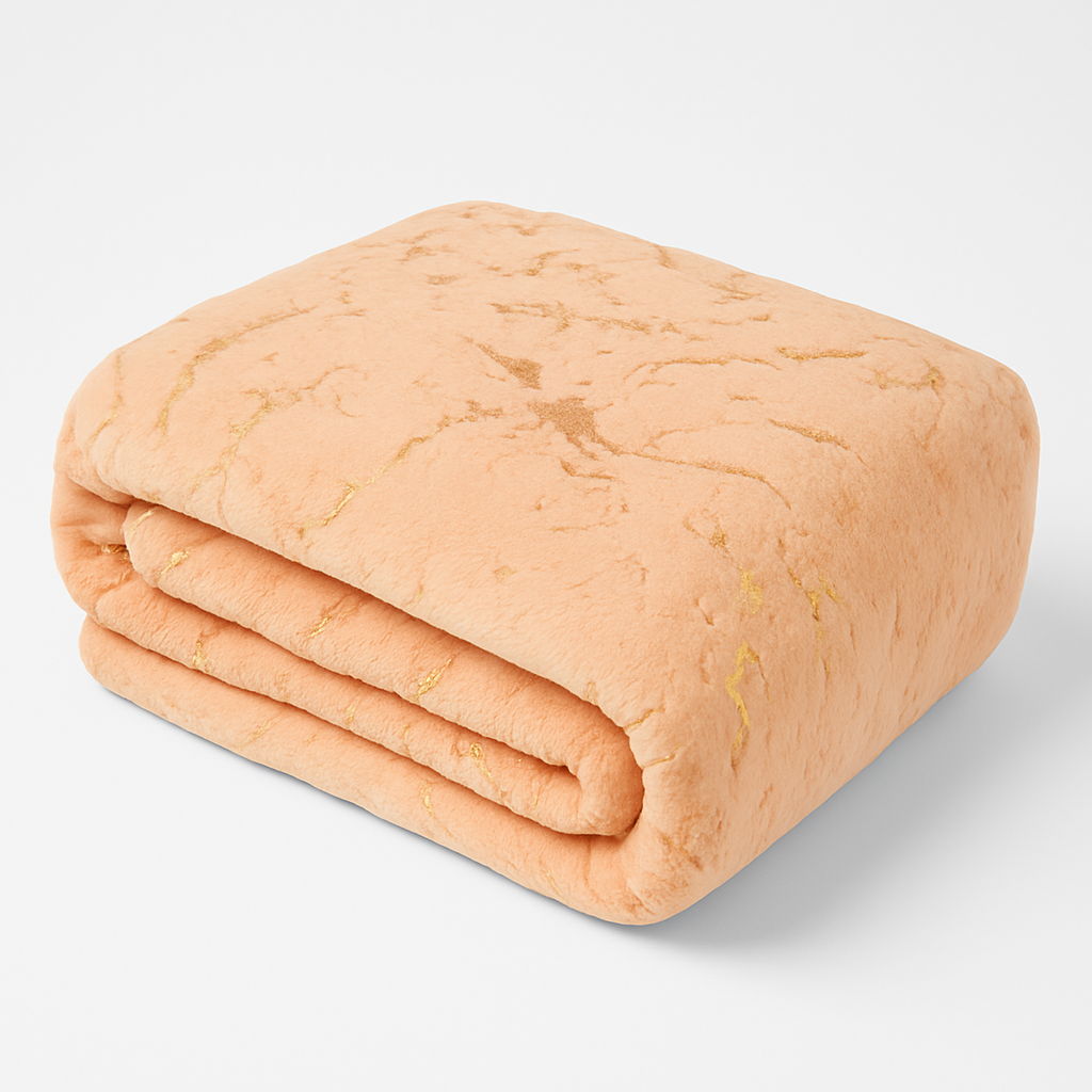SMTE - FLEECEX Metallic Marble Plush Fleece Blanket & Throw180 x 200 cmPeach