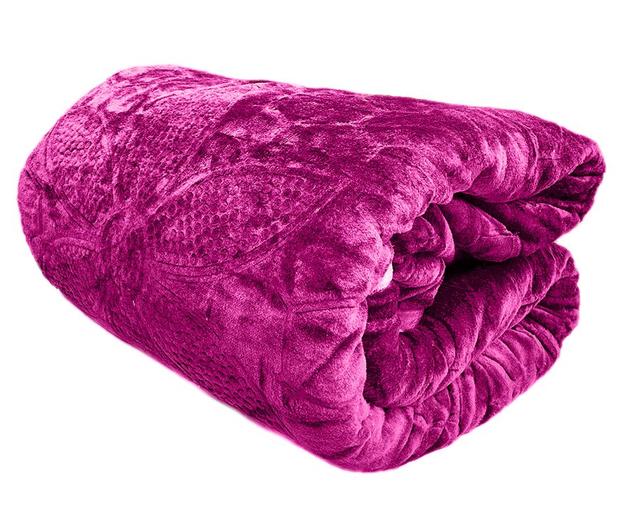 SMTE - Heavy Quality Super Soft Mink & Embossed Blanket - Dark Pink
