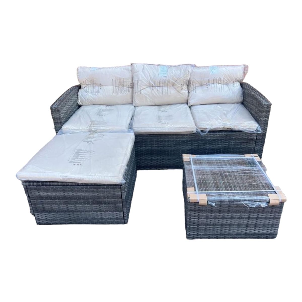 SMTE - Piece Patio SetBrown with White Seat covers