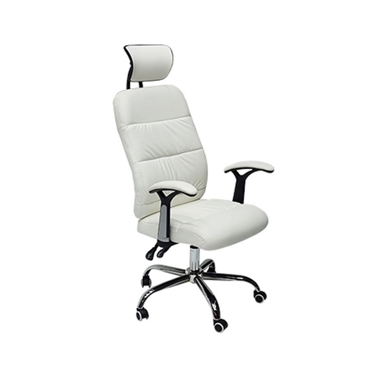 SMTE - PU Leather Reclining Office Chair with Head and Arm rests - White