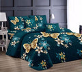 SMTE - Stunning - 5 Piece Quilt Set - Green Golden Butterfly Bedspread Set