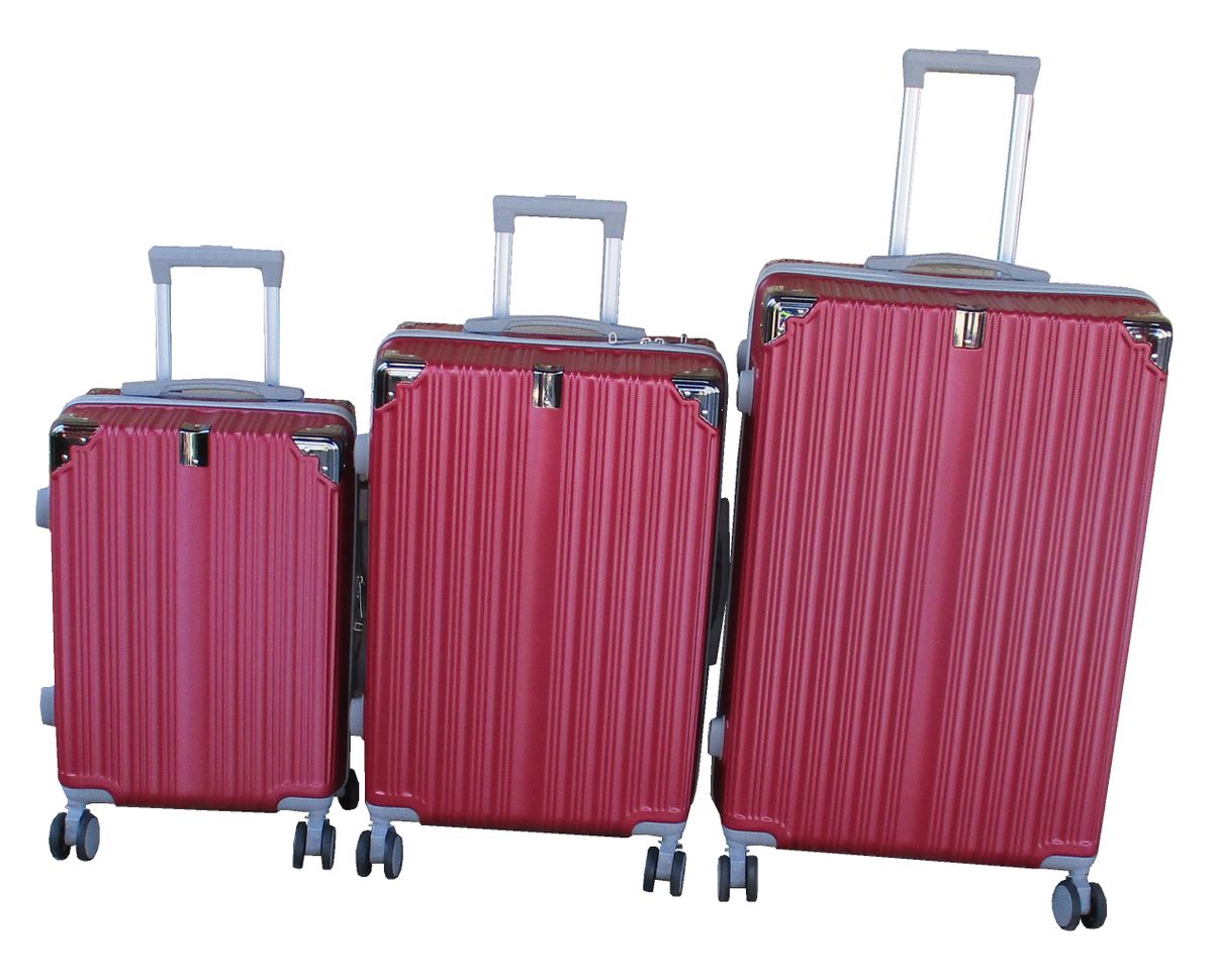 SMTE - Red ABS 3Piece Luggage SetHardShell, Spinner Wheels and Lock