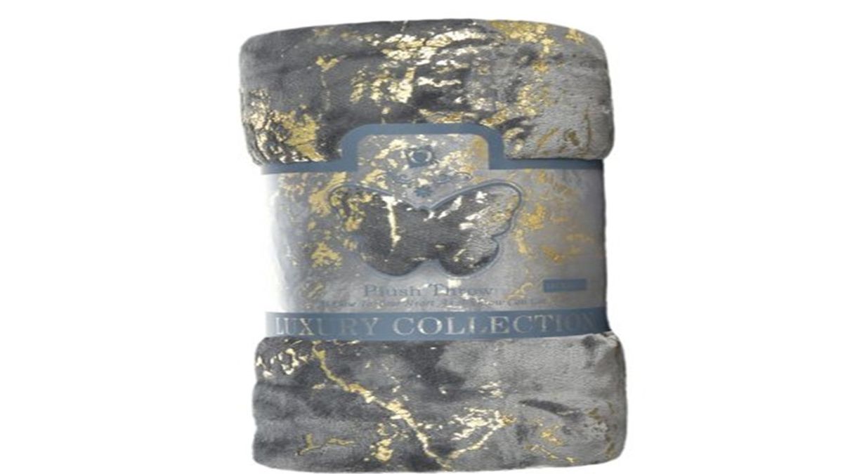 SMTE - Luxury Plush Throw Blanket - Grey, Gold