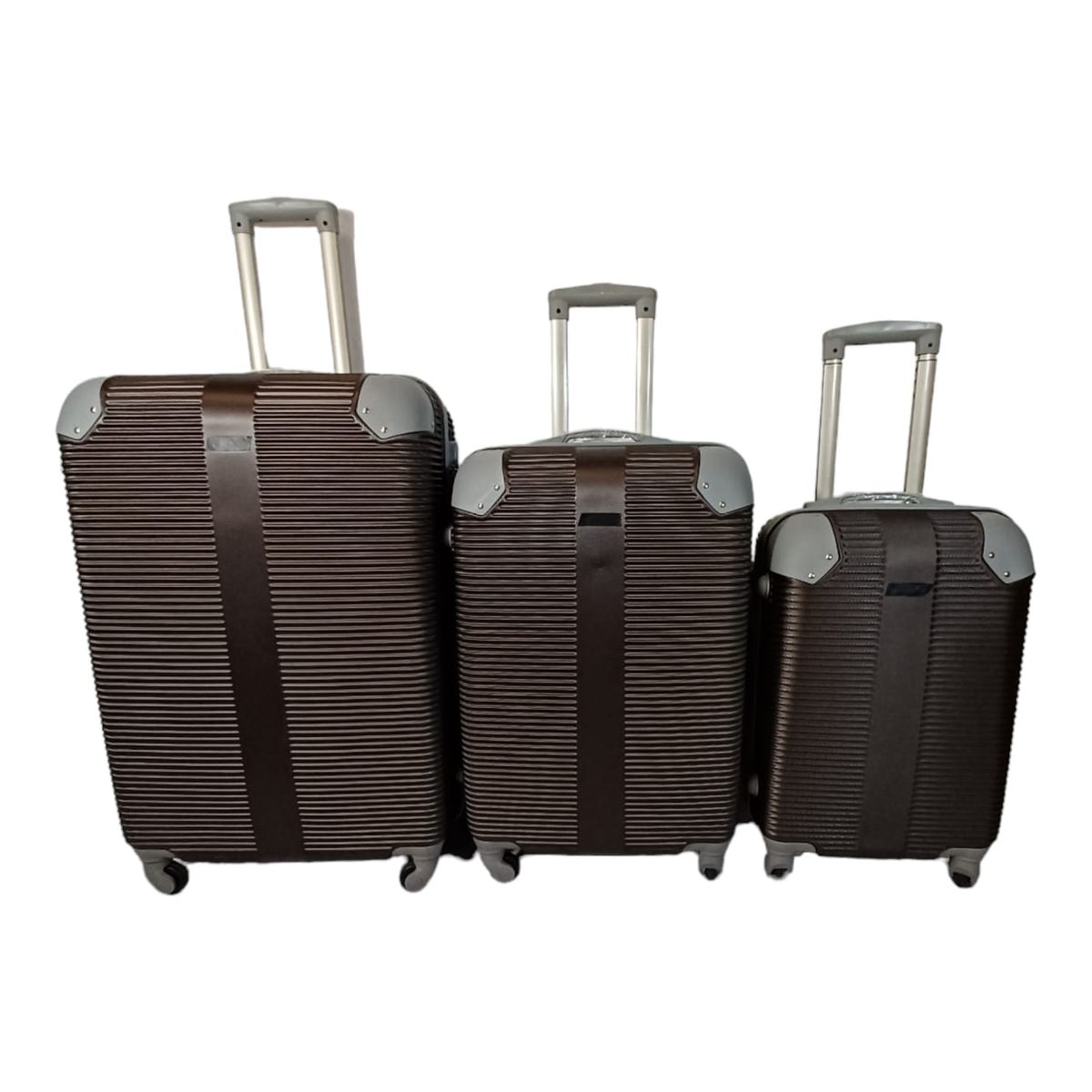 SMTE - 3 Piece Hard Outer Shell Luggage SetBrown
