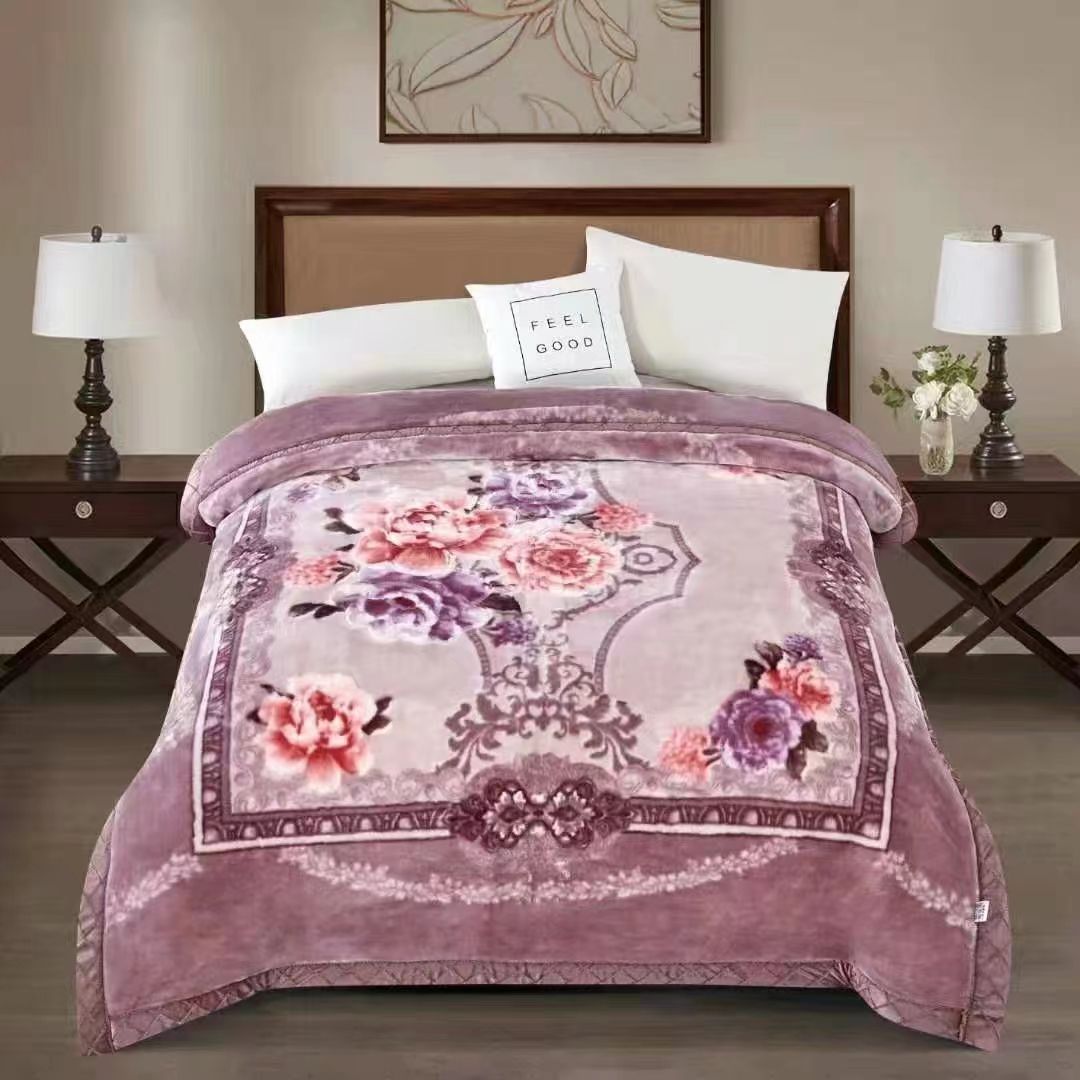 SMTE - Super Soft Winter Blanket 2Ply ZmboPink Flower