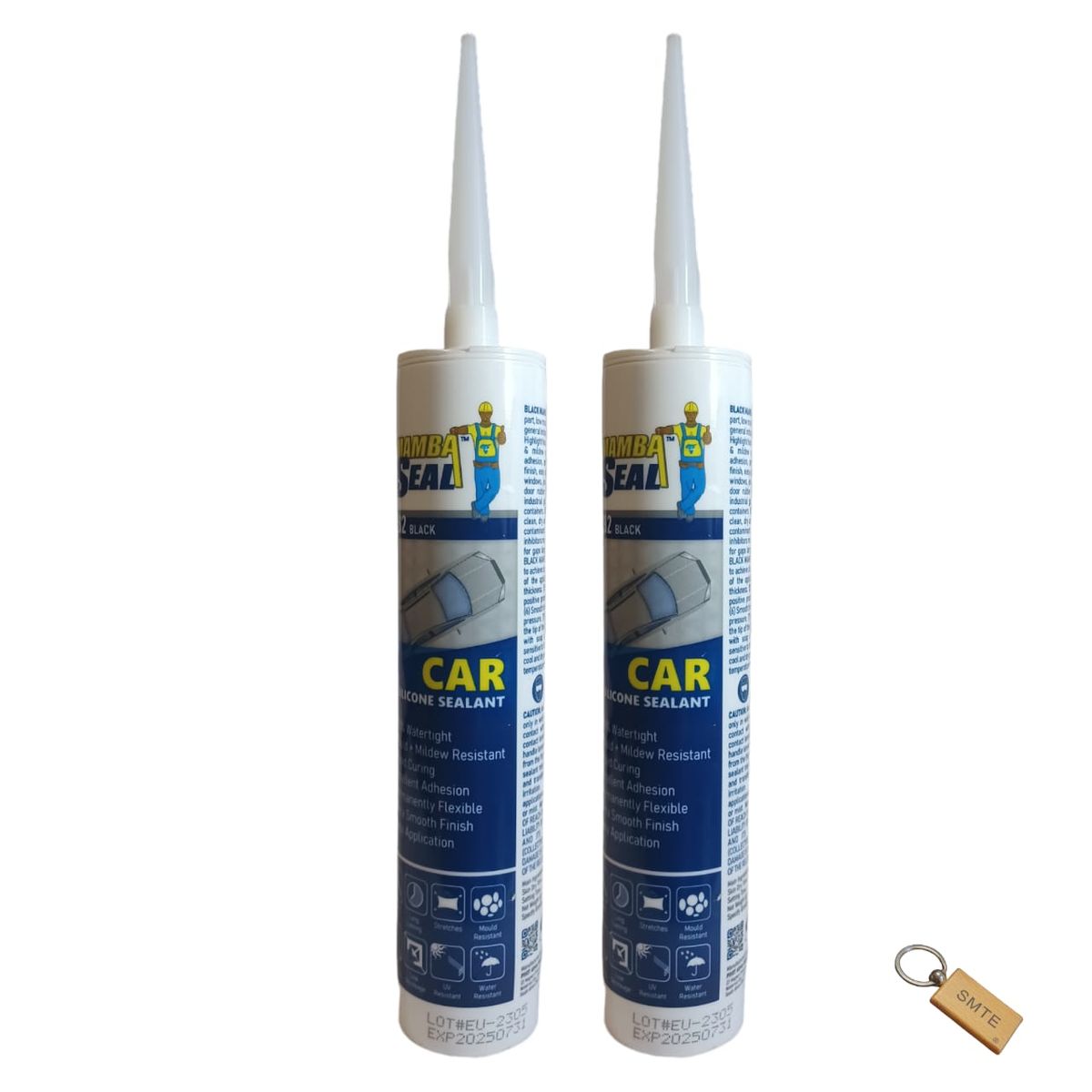 SMTE - 280ml Black Car Silicone Sealant set of 2 + Keyring
