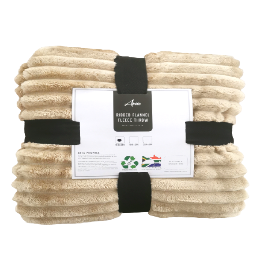 SMTE - Ribbed Flannel Fleece Throw - 180x200cm - Taupe