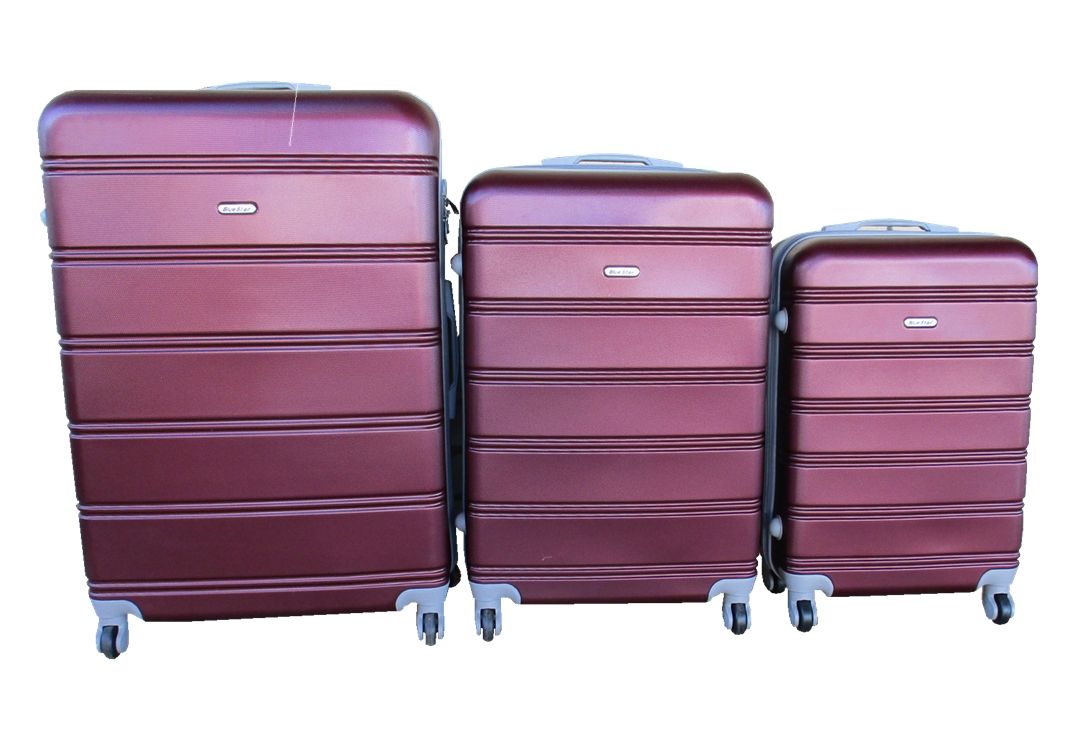 SMTE - 3 Piece Hard Outer Shell Premium Lightweight Luggage Set - Maroon