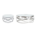 SMTE - 2Piece Stainless Steel and Marble Top Table Living Room Table