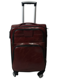 SMTE -  27Inch Leather Travel SuitcaseDark Red | Large Soft Shell