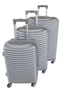 SMTE - Asa 3 Piece Quality Hard Outer Shell Ringletted Lightweight Luggage Set - Silver