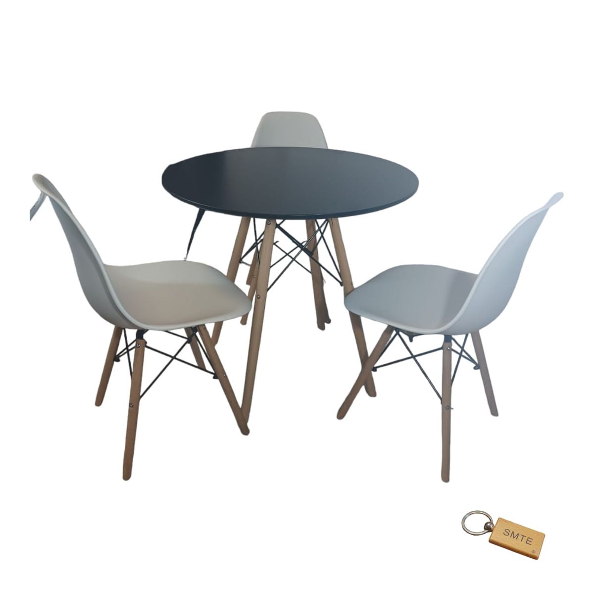 SMTE - White Chair with Black table with  KeychainSet With 3