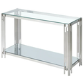SMTE - Homefront Silver Console TableRectangular Clear Tempered Glass Top