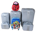SMTE - Silver ABS Luggage Set with Avengers Kids Case & Red Ladybug Schoolbag