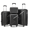 SMTE - 4 Pcs Luggage Suitcase Hardside With Spinner Wheels Trolley Travel Case SetDark Grey