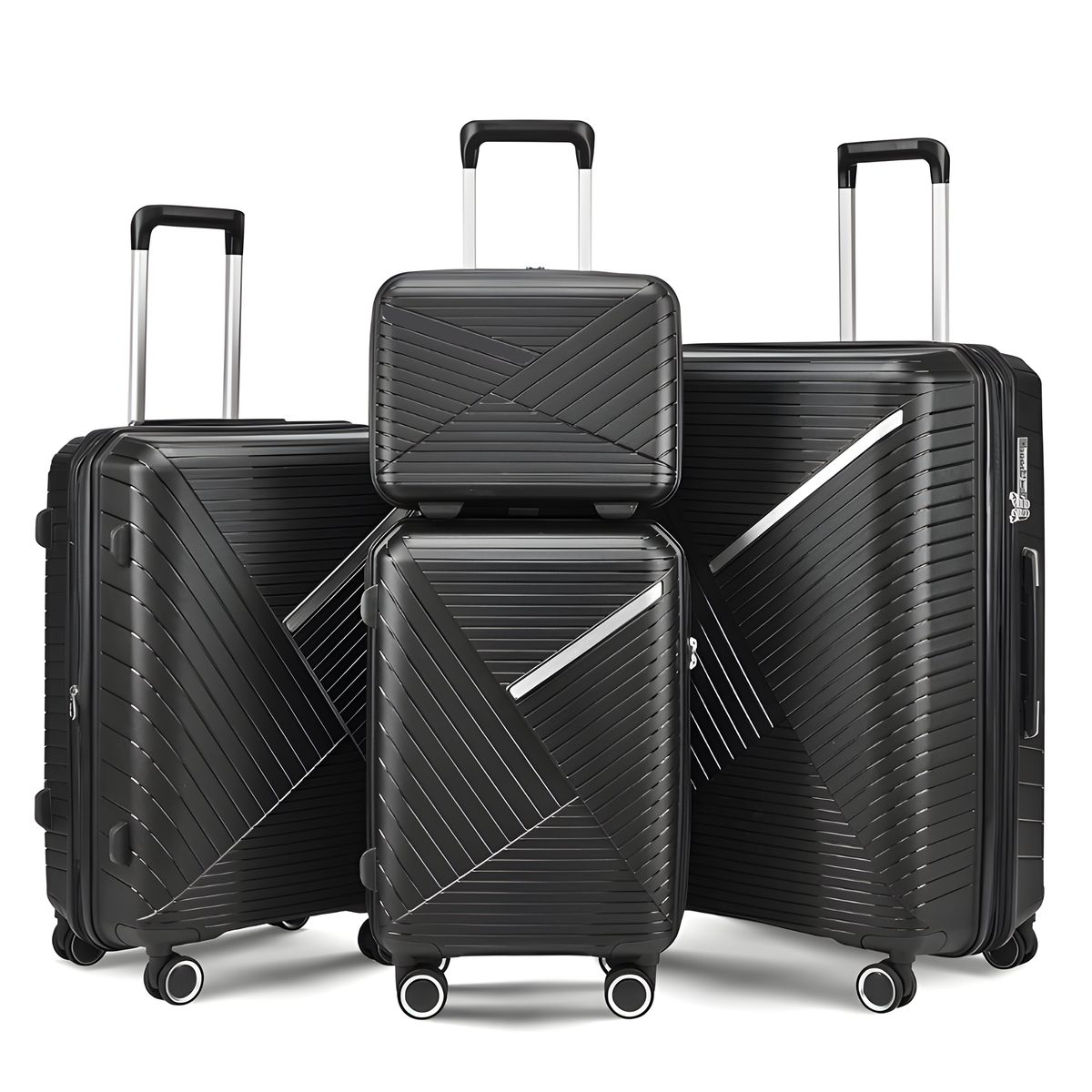 SMTE - 4 Pcs Luggage Suitcase Hardside With Spinner Wheels Trolley Travel Case SetDark Grey