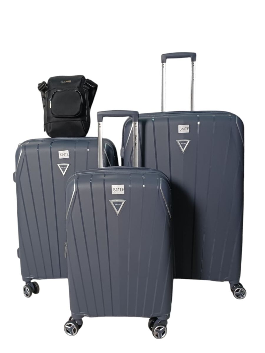 SMTE - 4Piece CornerProtected Hard Shell PP Luggage SetGrey