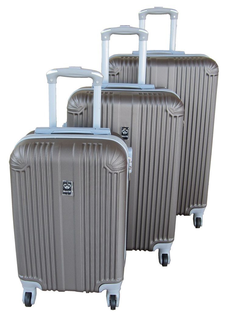 SMTE - ABS 3Piece Spinner Luggage SetBlack, Hardshell, 360 Wheels