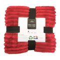 SMTE - Ribbed Flannel Fleece Throw - 180x200cm - Red