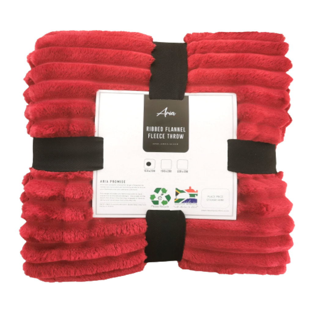 SMTE - Ribbed Flannel Fleece Throw - 180x200cm - Red